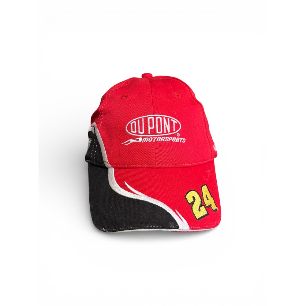 NASCAR Jeff Gordon 24 DuPont Motorsports Hat Winners Circle Red Black Adjustable